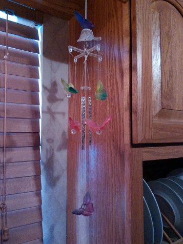 Wind chimes gracing the kitchen