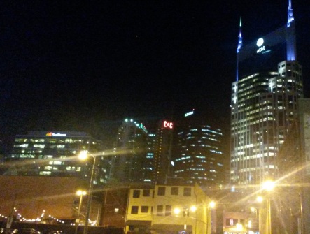 Downtown Nashville at night. 
