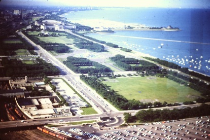 Chicago coastline along Lake Michigan circa 1960